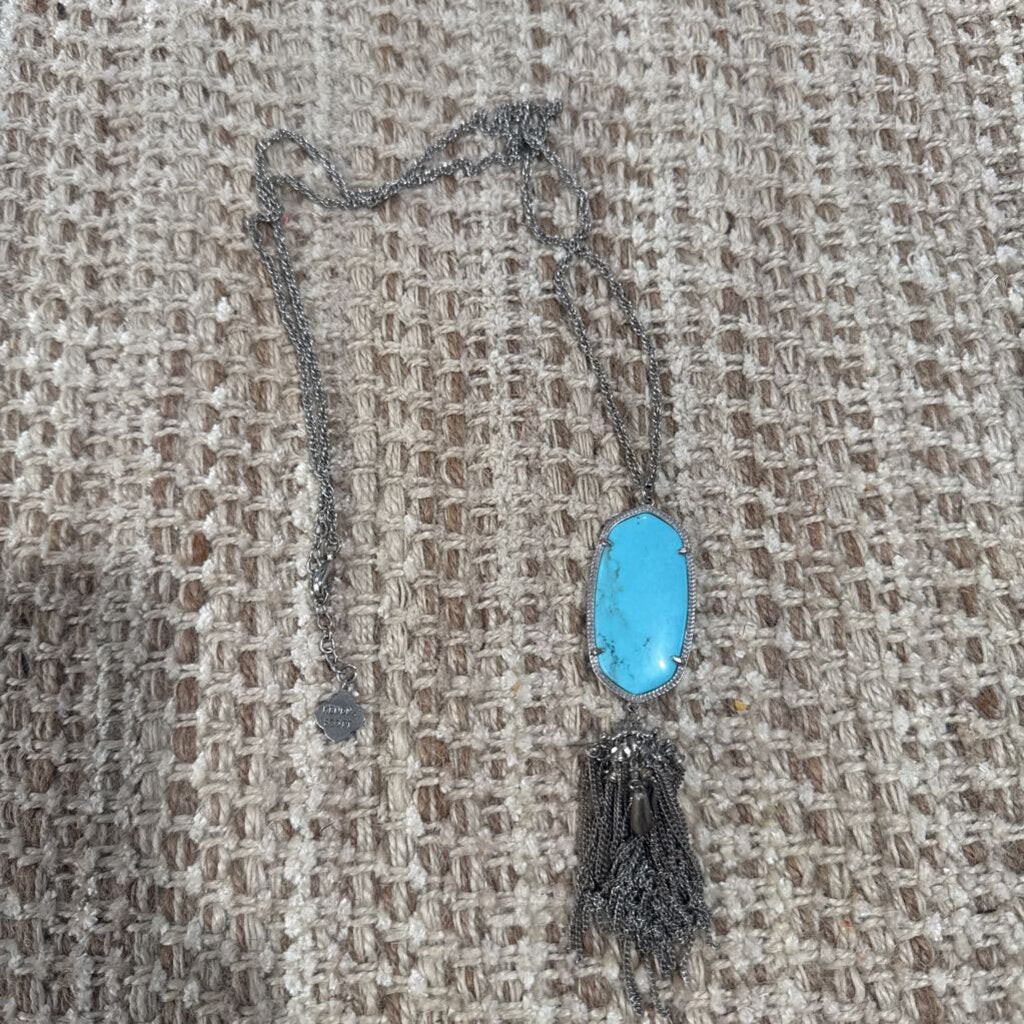 KENDRA SCOTT,KS TASSLE PENDANT NECKLACE ,Teal silver