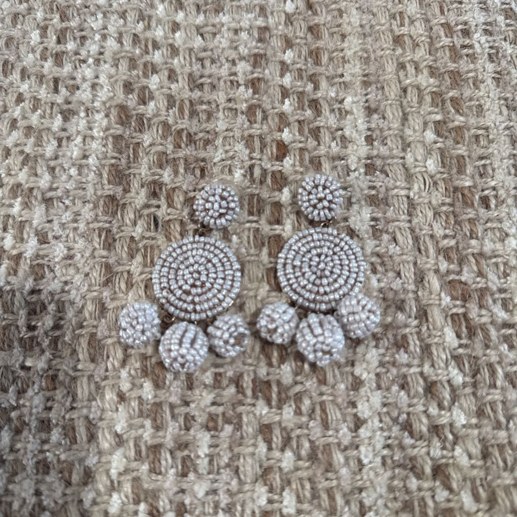 NO LABEL,Bead dangle earring ,Gold white