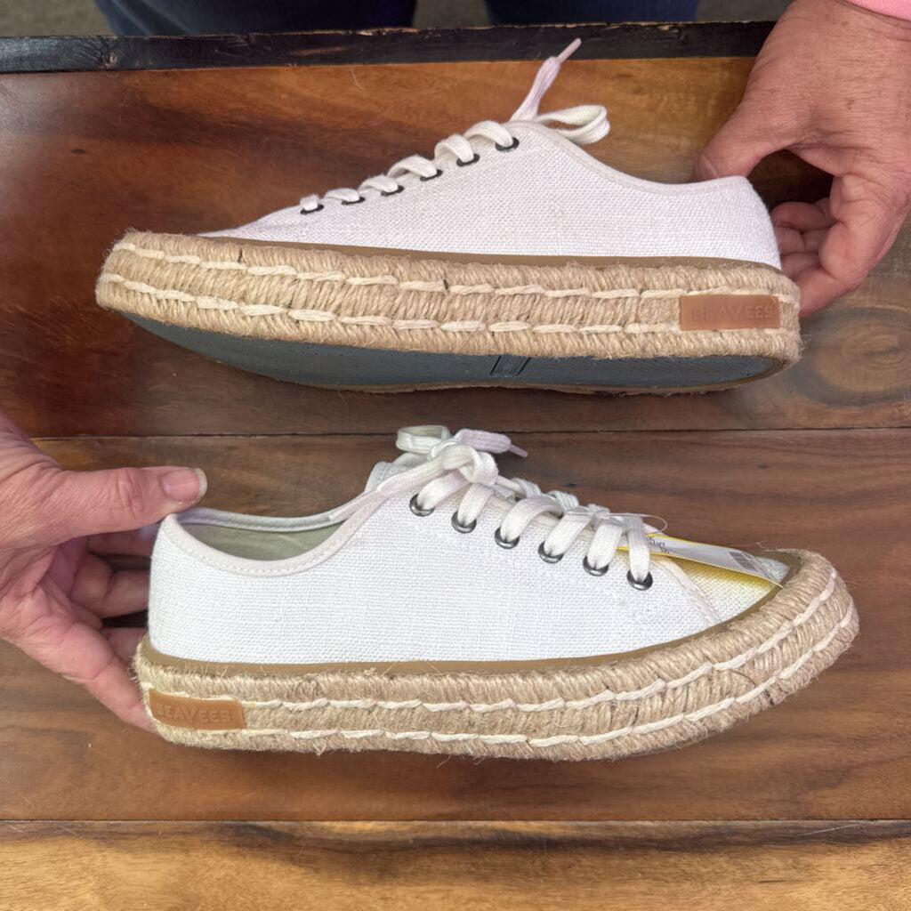 SEAVEES,NEW ROPE BOTTOM SNEAKER ,WHT TAN ,7.5