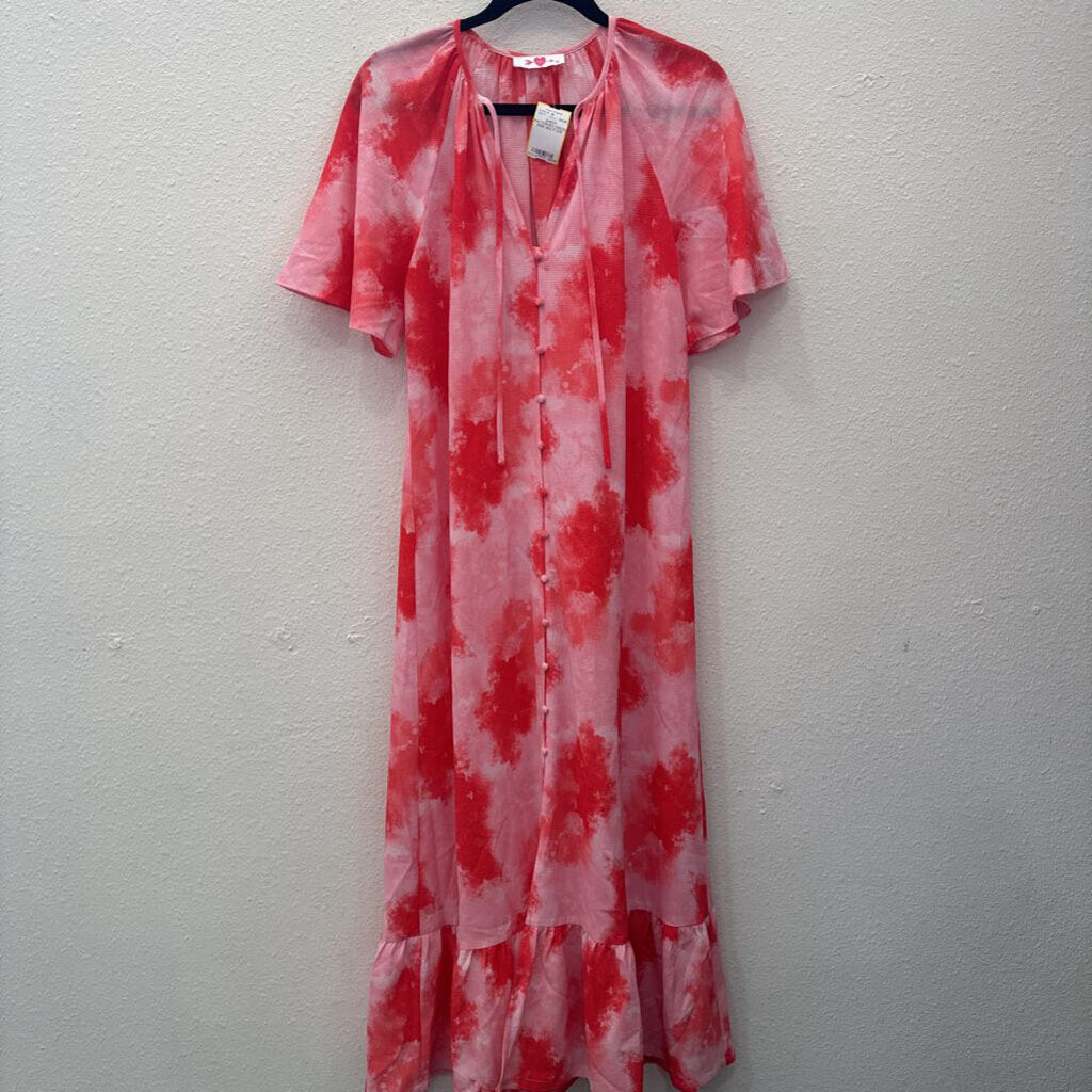 BUDDY LOVE,SHEER PATTERNED DRESS ,PINK MULTI,S/M