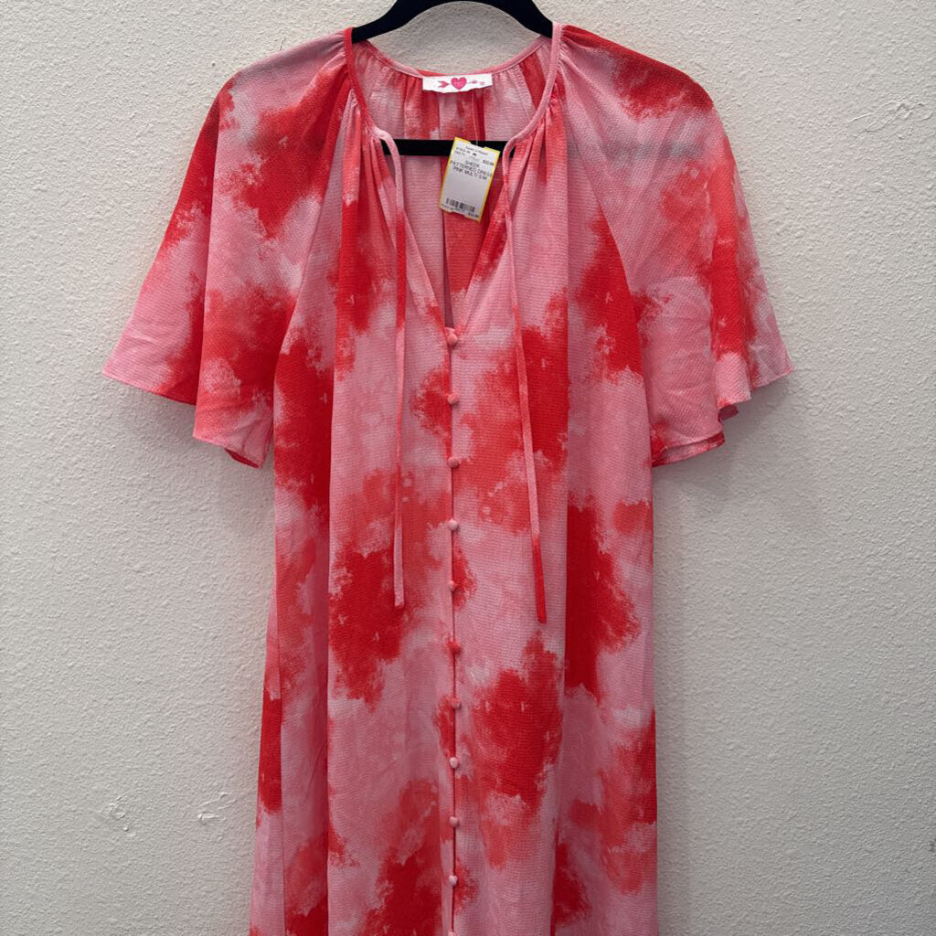 BUDDY LOVE,SHEER PATTERNED DRESS ,PINK MULTI,S/M