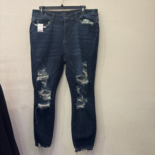 JUDY BLUE,RIPPED MID RISE DARK WASH ,BLUE,18/20