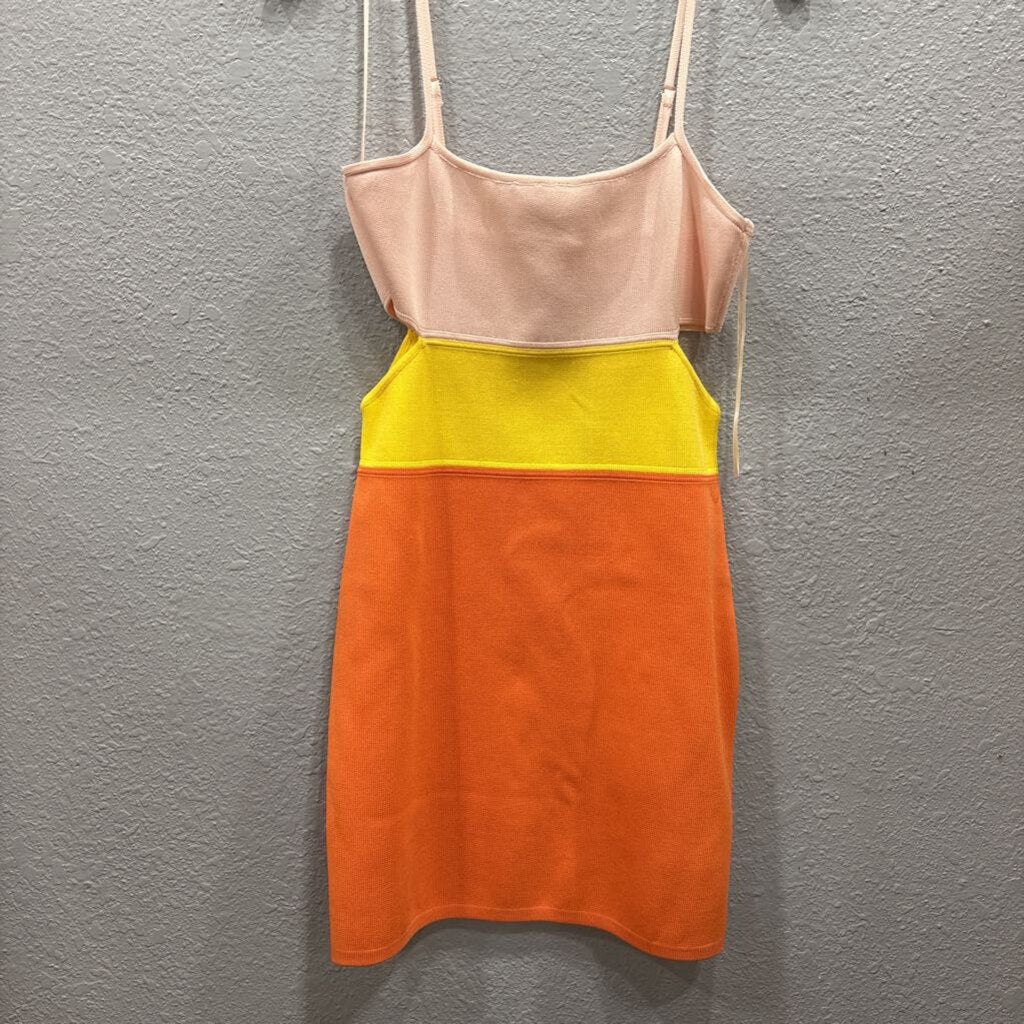 FINAL TOUCH,NWT TANK DRESS ,PINK/YEL/ORG,M