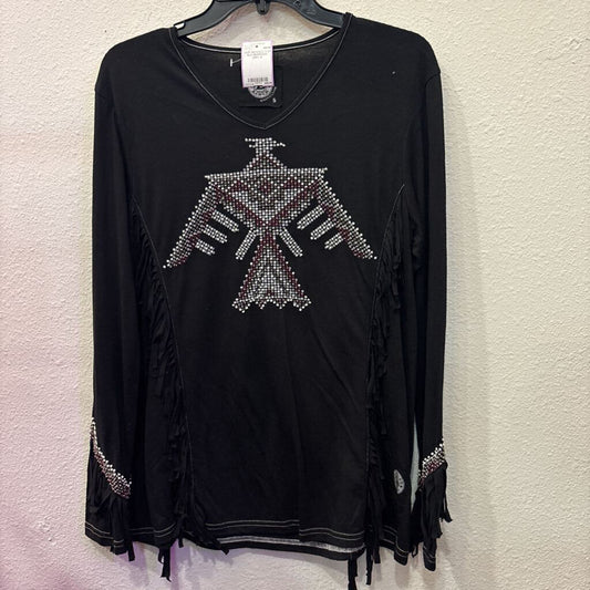 DOUBLE D RANCH,DDR BEADED TOP ,BLK/MAROON GRY,S