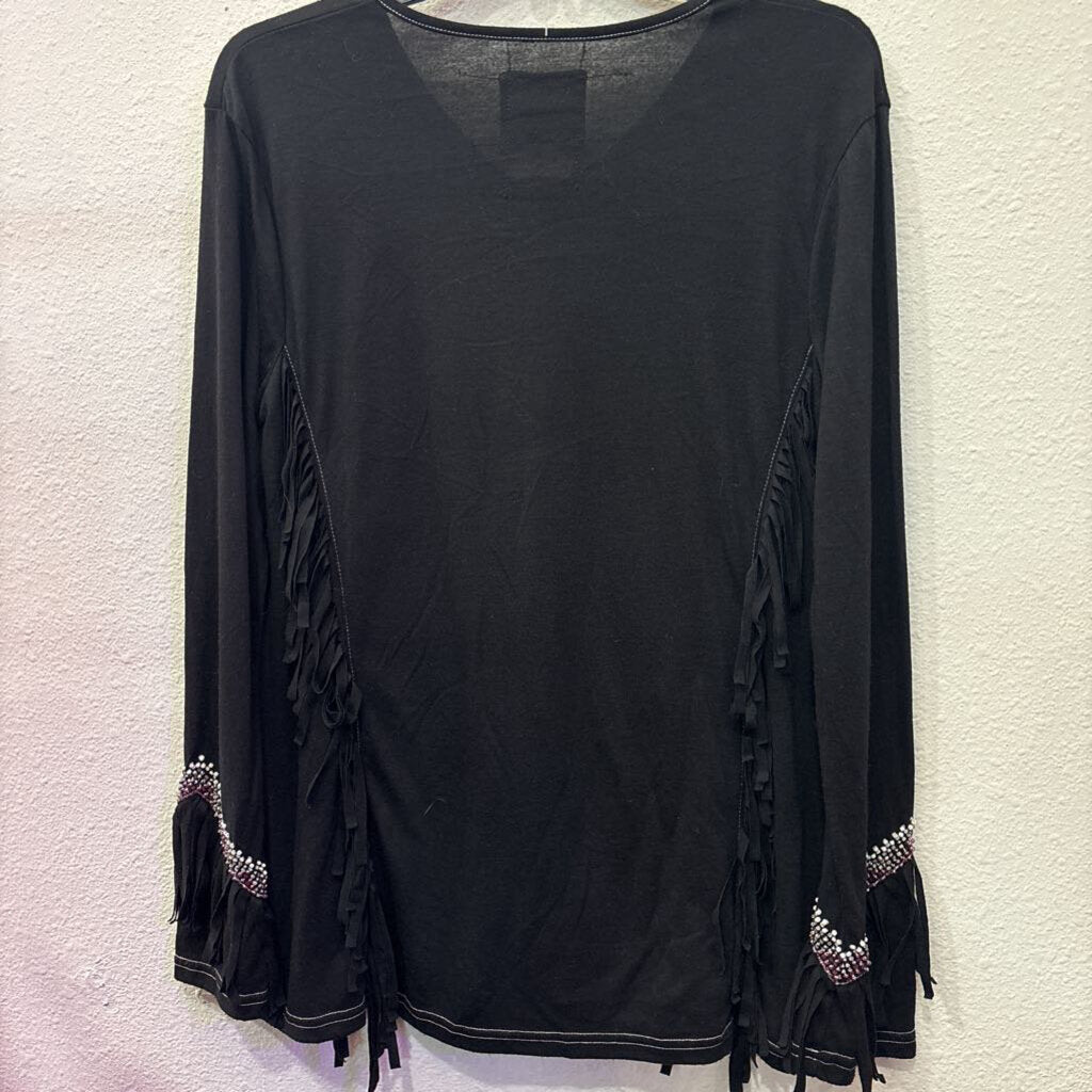 DOUBLE D RANCH,DDR BEADED TOP ,BLK/MAROON GRY,S