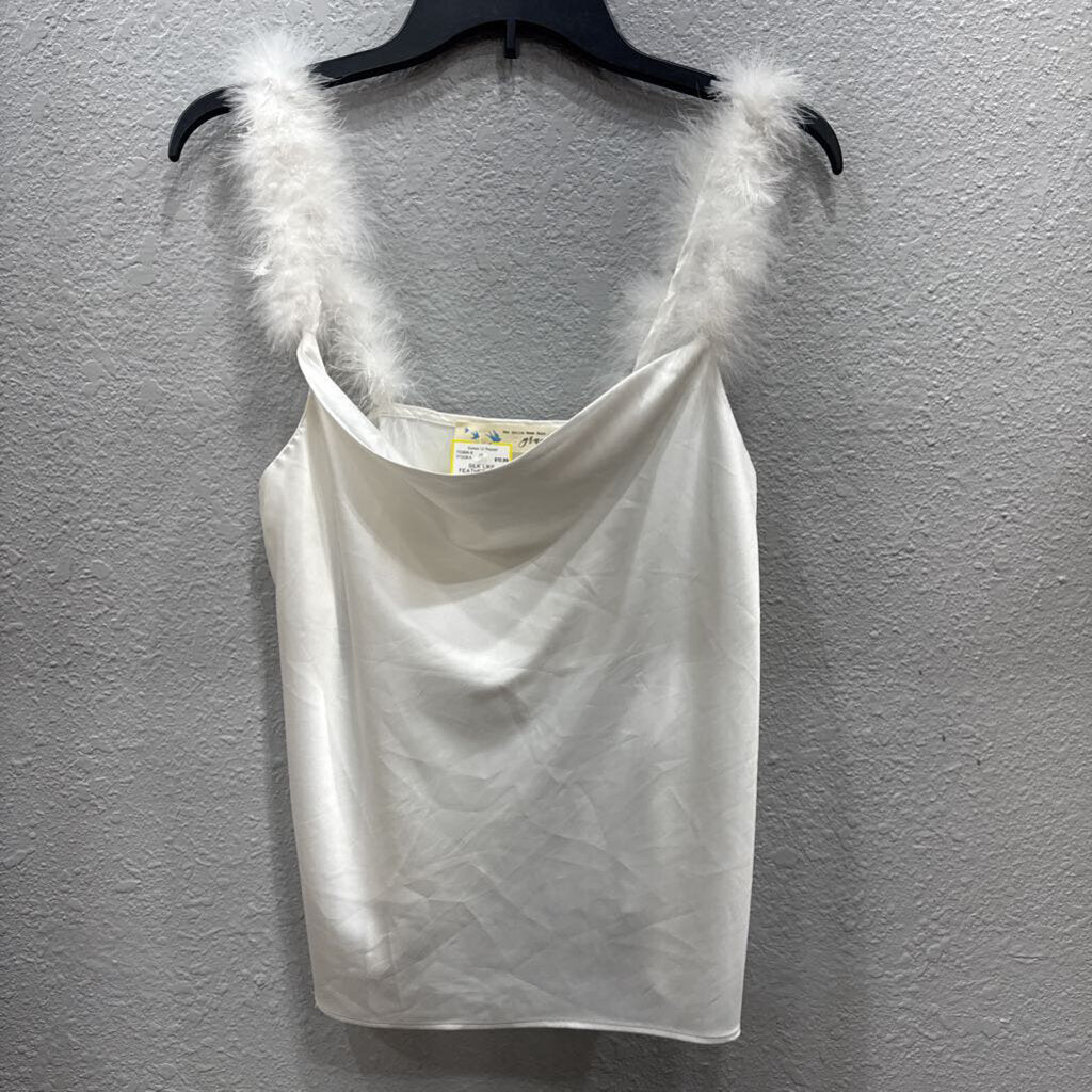 GRACE,SILK LIKE FEATHER TANK TOP,WHITE,S