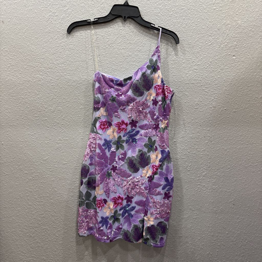 MIDNIGHT MOON,FLORAL SEQ TANK DRESS ,PUR ,M
