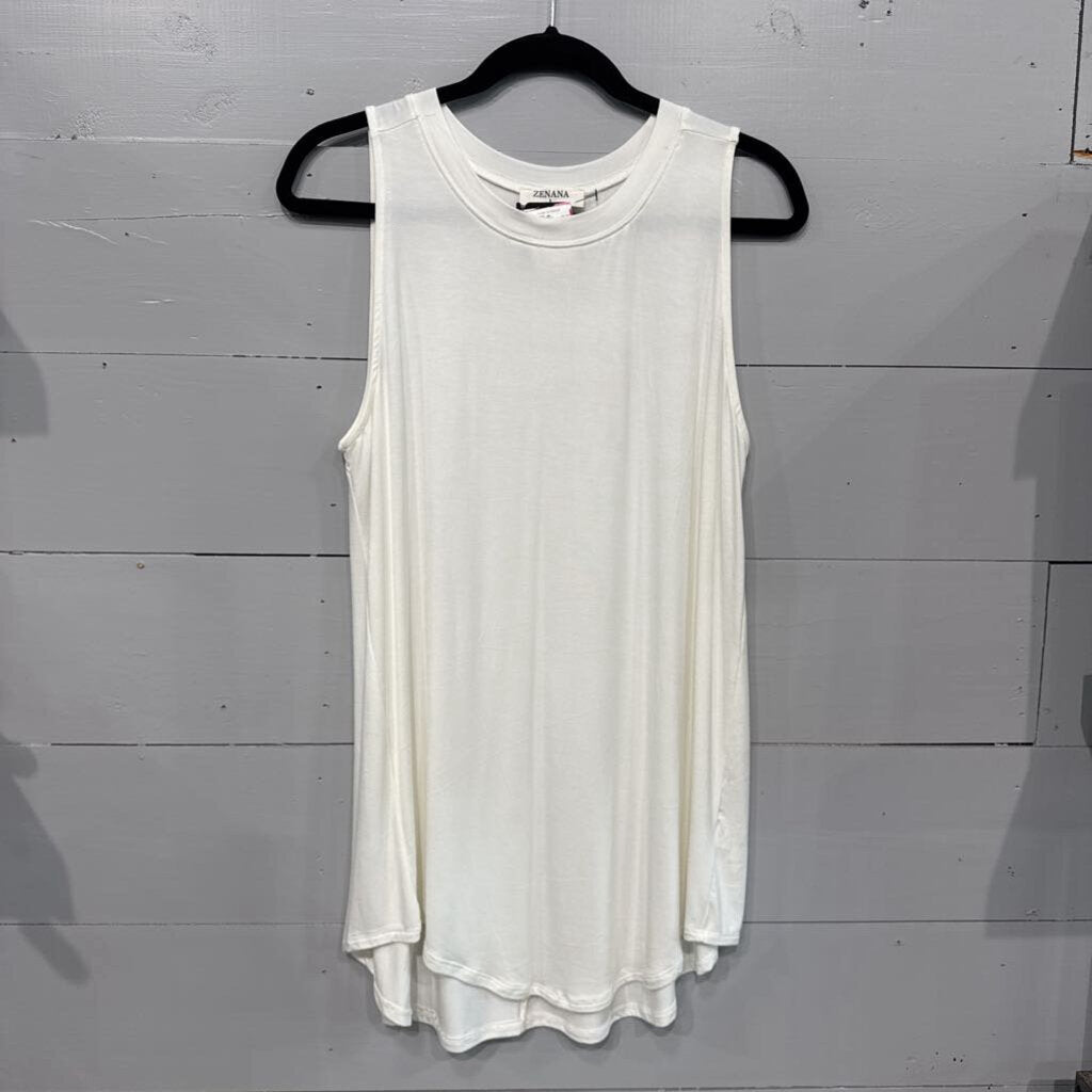 ZENANA,NWT TUNIC TANK TOP ,WHT,L