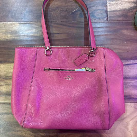 COACH,LEATHER SHOULDER BAG ,CORAL PNK