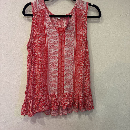 AVA CHRISTINE,V NECK W/RUFFLE,RED,XS