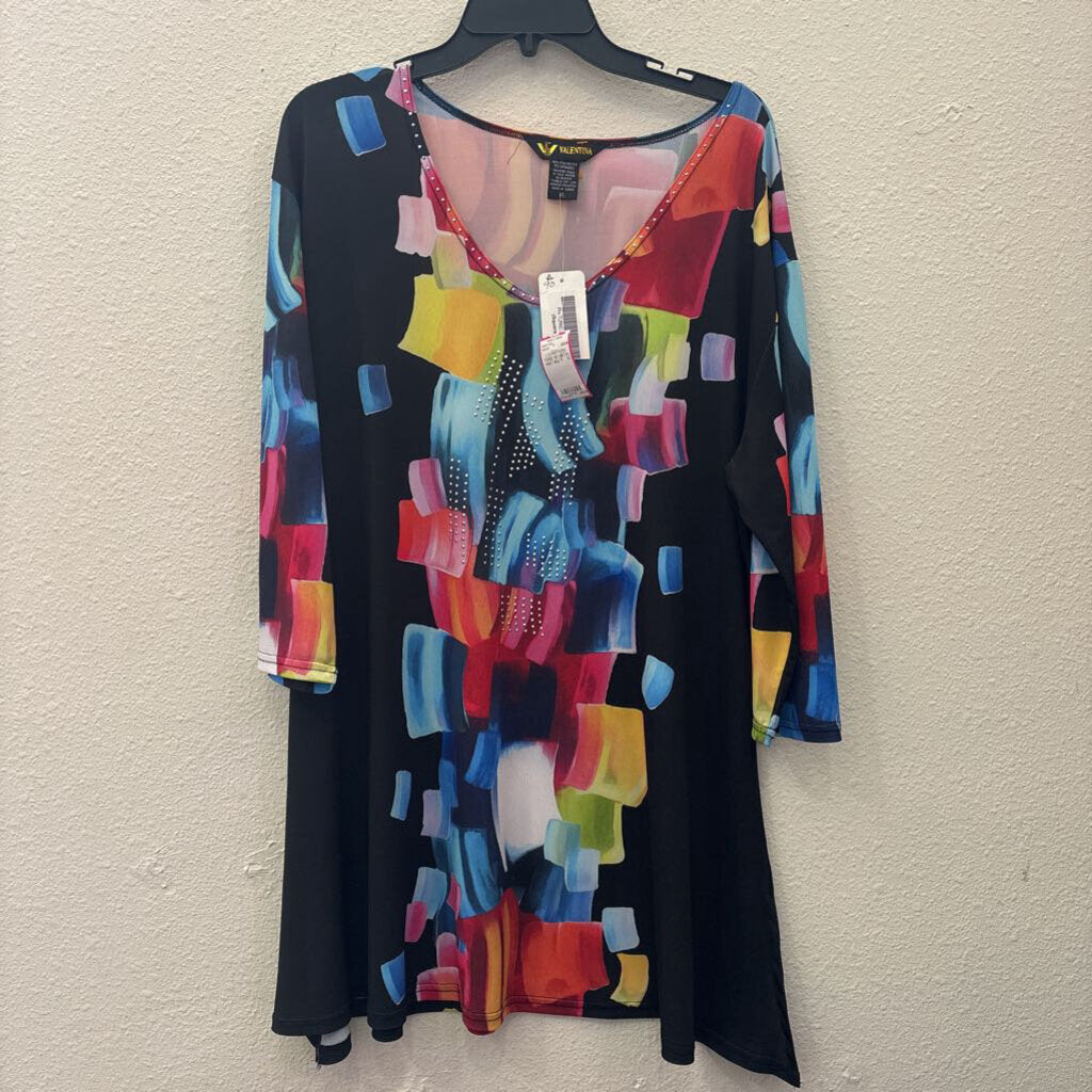 L/S PATTERN TUNIC W/ METAL NWT,MULTI ,XL