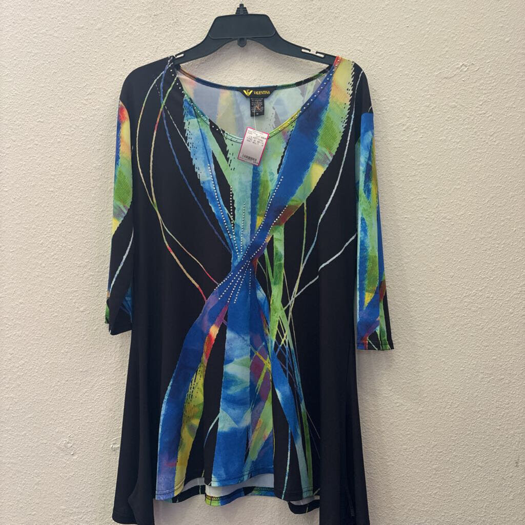 L/S PATTERN TUNIC W/ METAL NWT,MULTI ,M