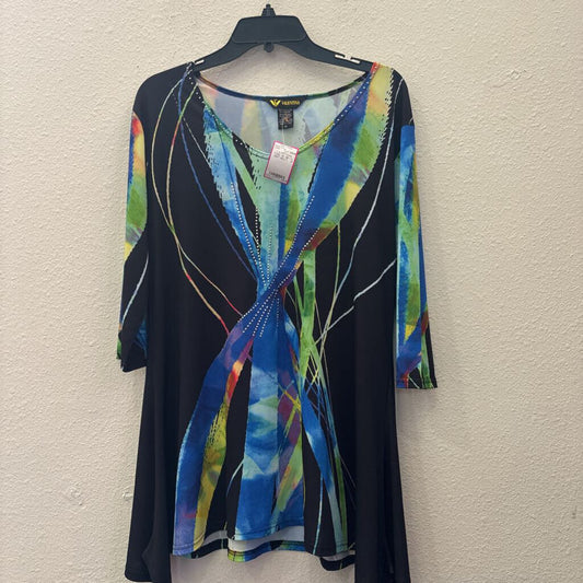 L/S PATTERN TUNIC W/ METAL NWT,MULTI ,M