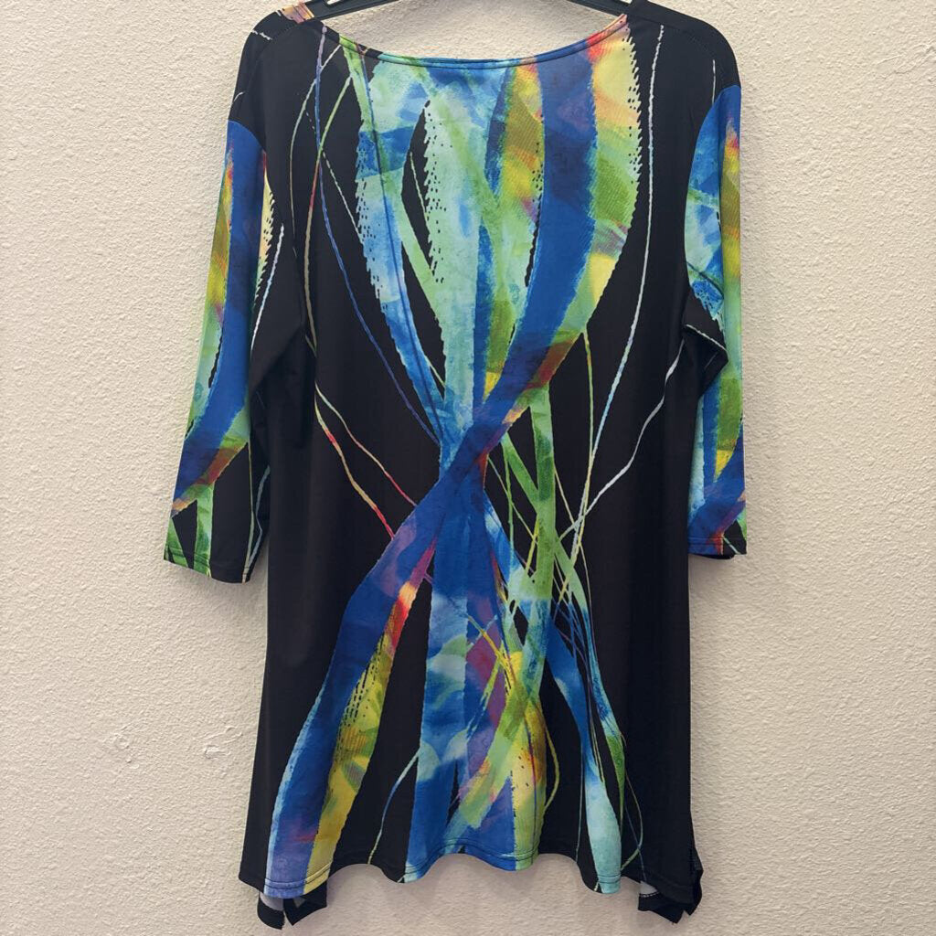 L/S PATTERN TUNIC W/ METAL NWT,MULTI ,M