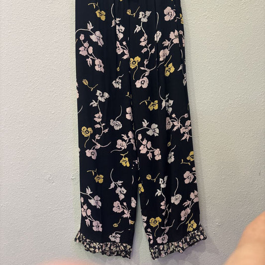 F.L. MALIK,FLORAL FLOWY PANT ,BLK/YEL/PNK ,M