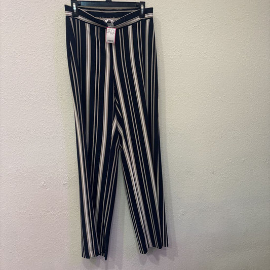 ALLISON DALEY,STRIPE FLOWY PANT ,NAVY IVORY ,10