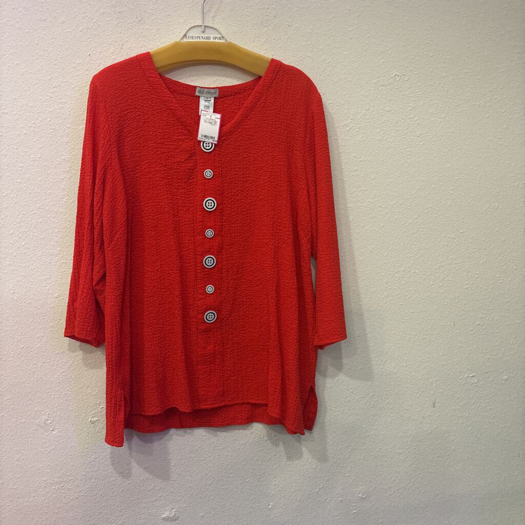 MULTIPLES,TEXTURED BUTTON TOP ,ORANGE ,XL