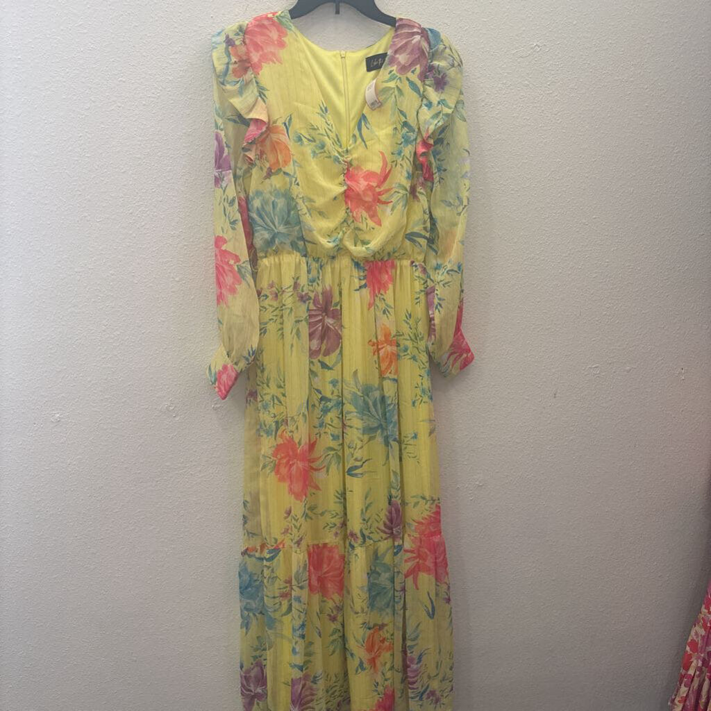 LIKE THE MOON,NEW FLORAL MAXI DRESS,YEL/MULTI,L