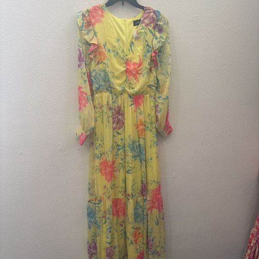 LIKE THE MOON,NEW FLORAL MAXI DRESS,YEL/MULTI,L