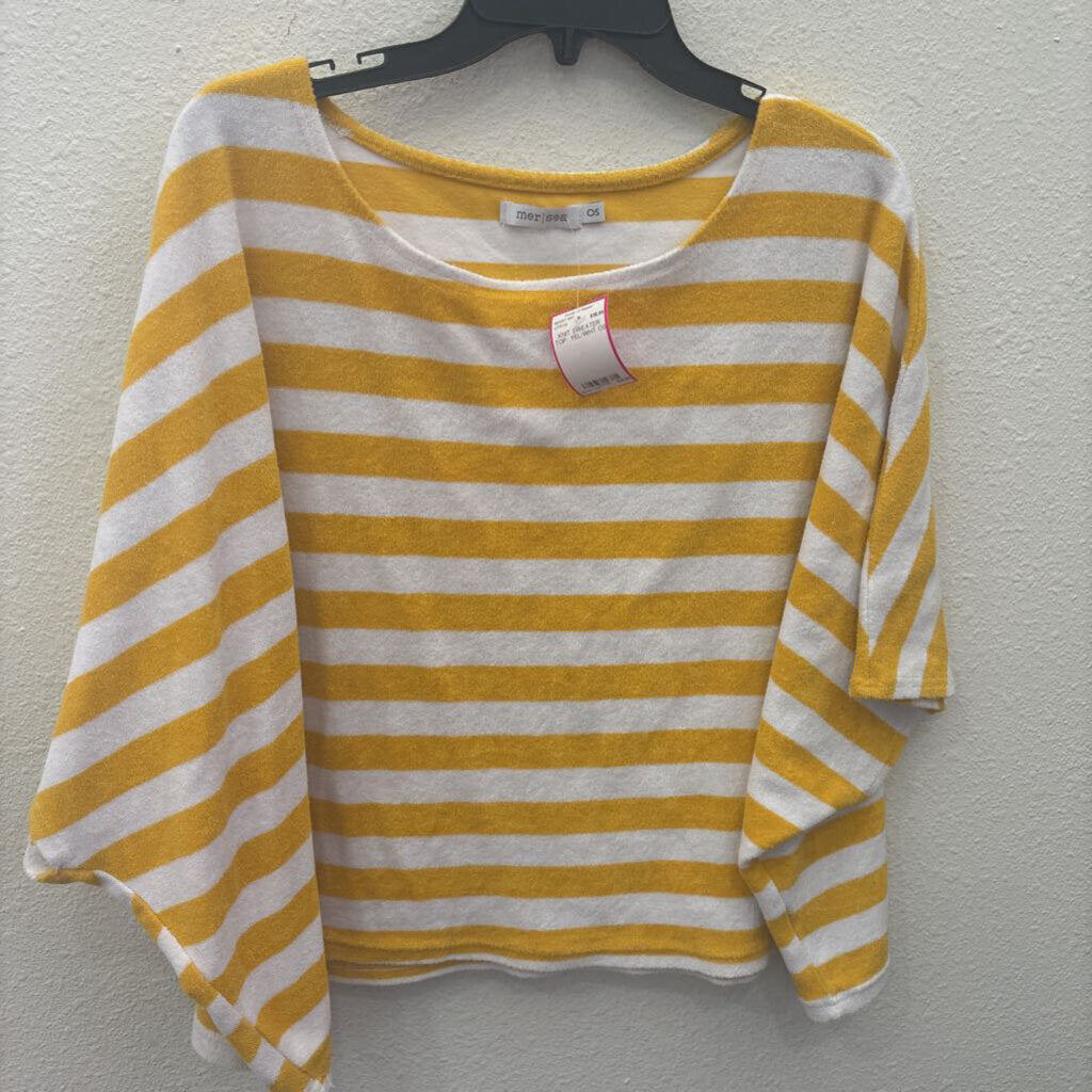 MER SEA,KNIT SWEATER TOP ,YEL/WHT,OS