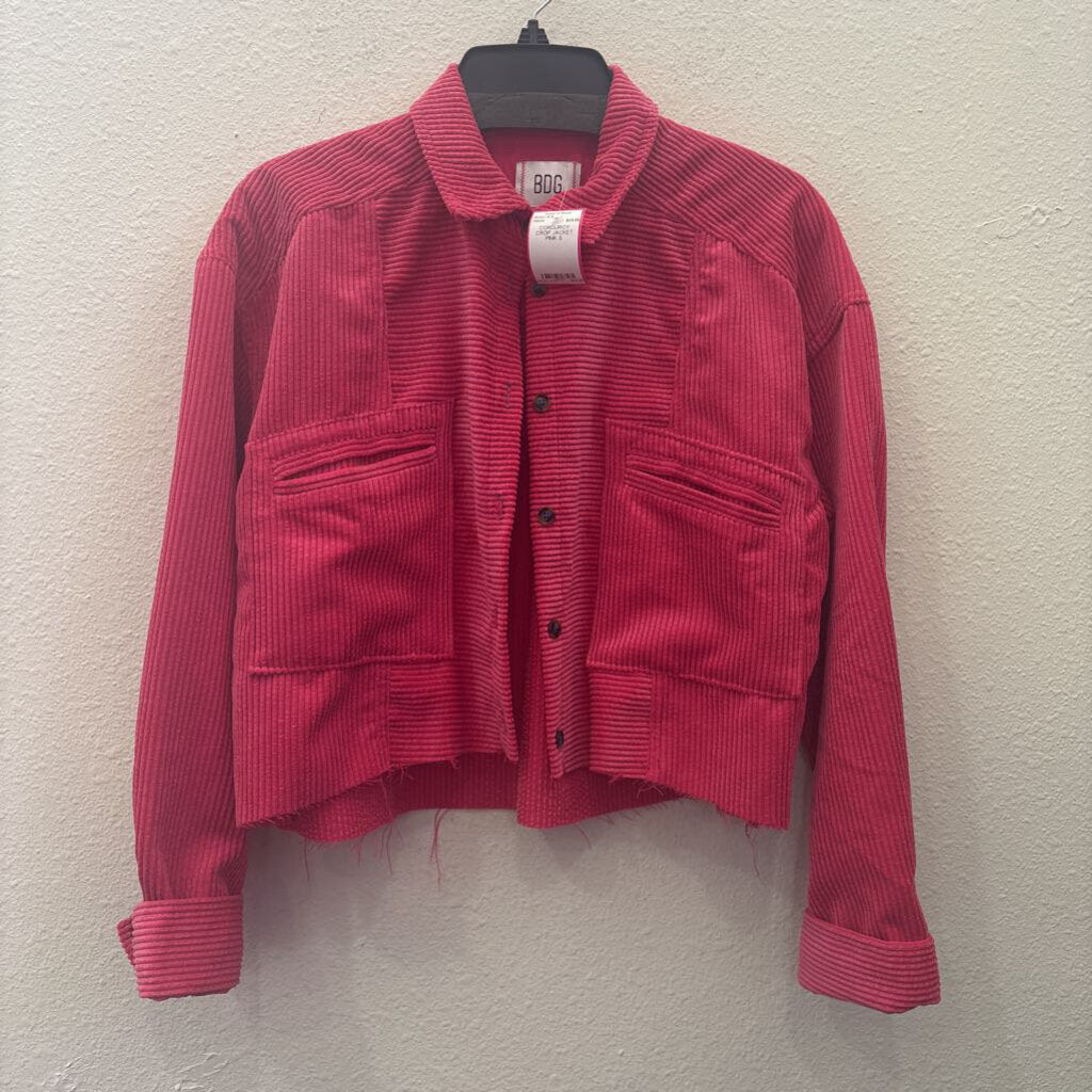 BDG,CORDUROY CROP JACKET ,PINK,S