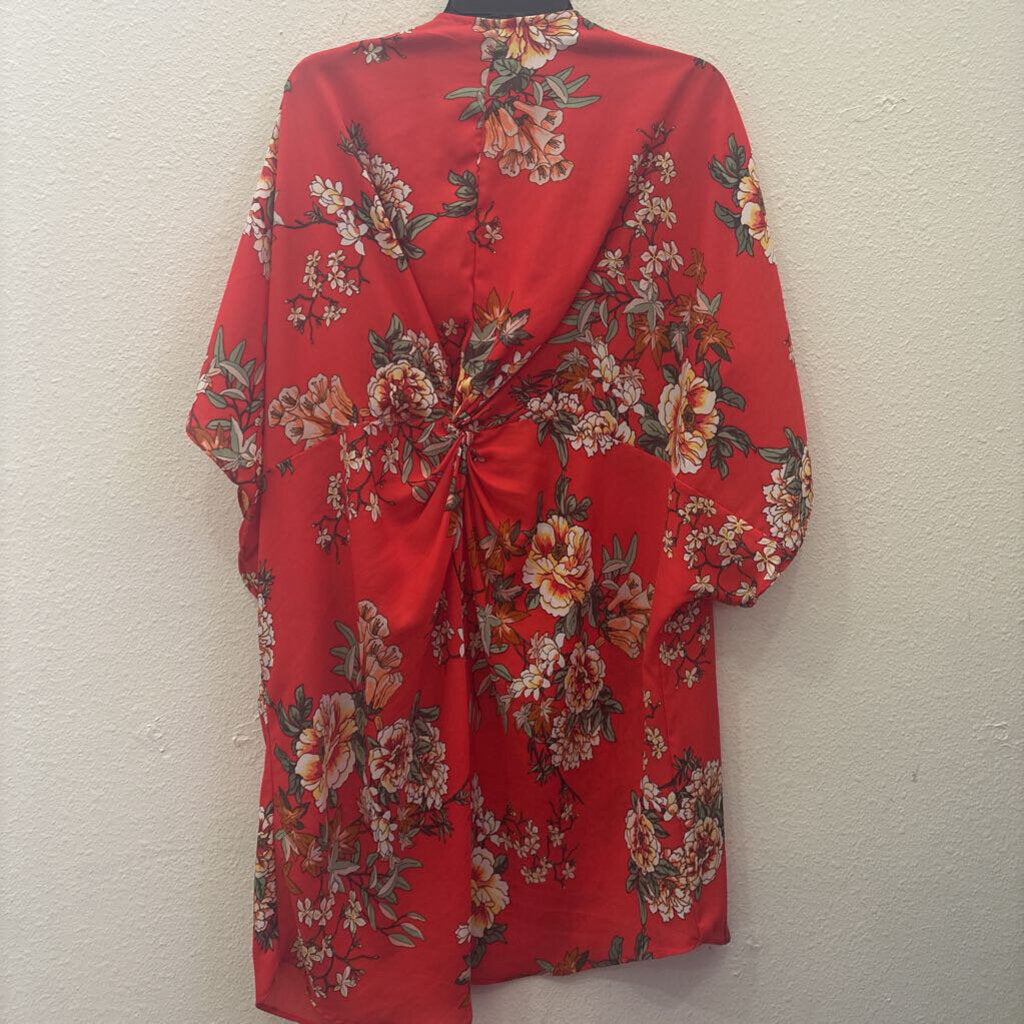 MISIA,FLORAL SHEER KIMONO ,RED/MULTI ,2X