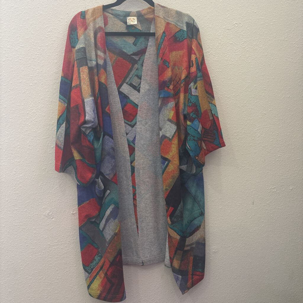ET. LOIS, PATTERNED KIMONO, MULTI,XL