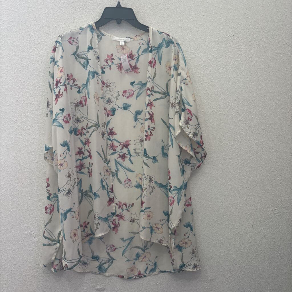 ACTIVE USA,PATTERNED KIMONO,WHT/MULTI,L
