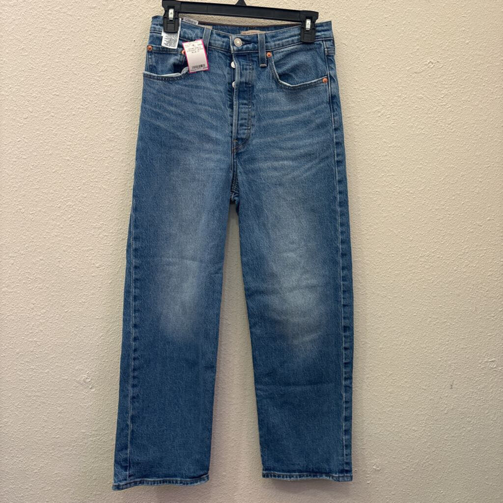 LEVI,DENIM ANKLE STRAIGHT JEANS ,BLUE,27