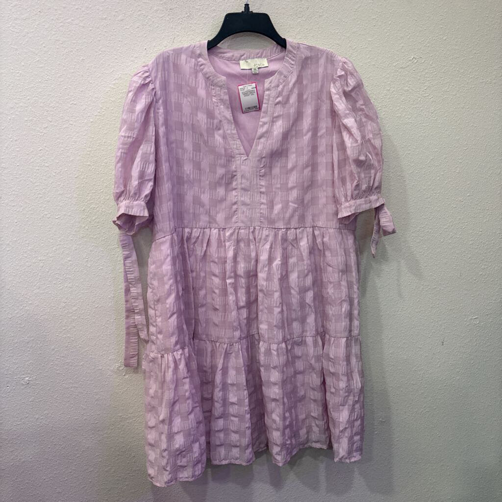 PINCH,S/S PUCKERED TIERED DRESS,VIOLET,XXL
