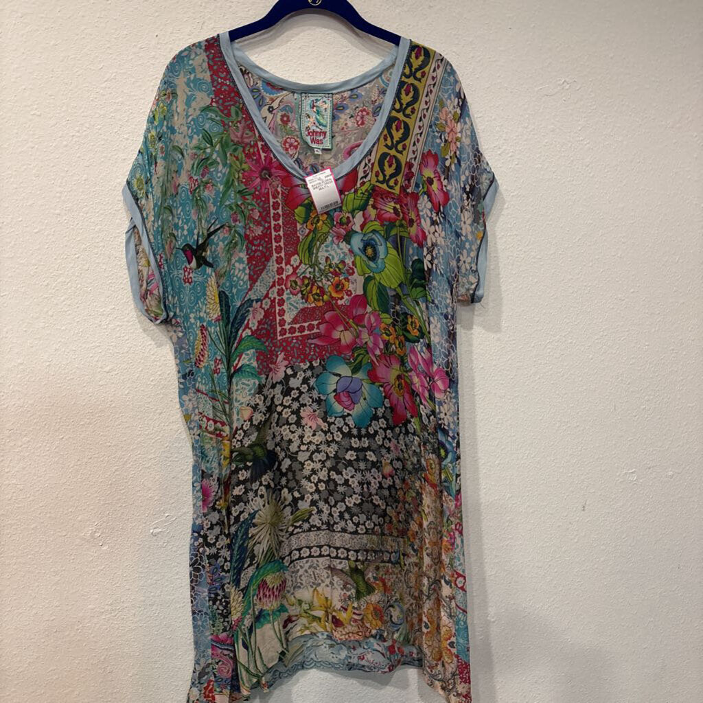 JOHNNY WAS,RAYON FLORAL SHEATH DRESS,MULTI,L