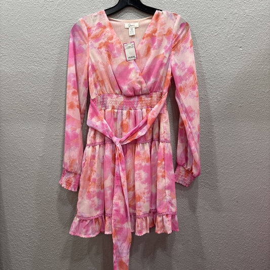 JAPNA,L/S FLORAL MINI W/ RUFFLE,PINK,XS