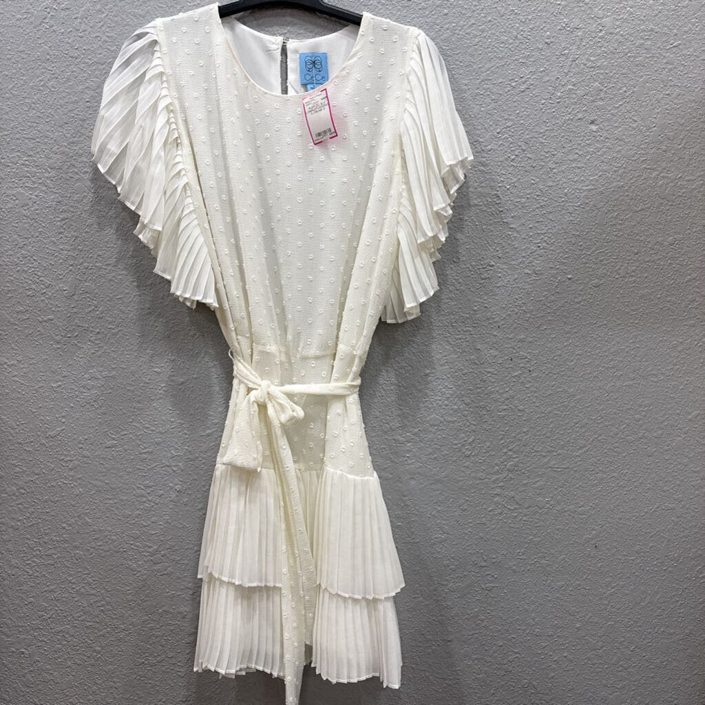 CECE,RUFFLED SLV LOWRUFFLEDDRESS,CREAM,12