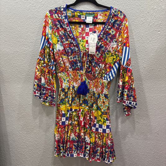 ENTRO,3/4SLV FLORAL MINI DRESS,MULTI,SM