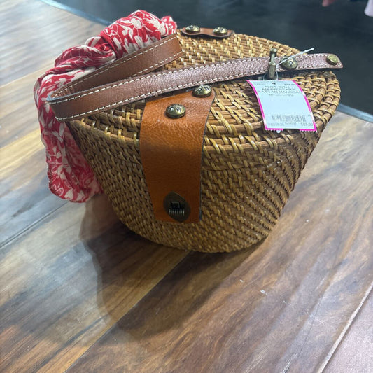 PATRICIA NASH,NWT 10TH ANNIVERSARY RATTAN HANGBAG w/ SCSARF