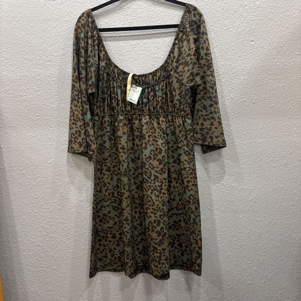 SCOOP NECK CAMO DRESS,CAMO,S
