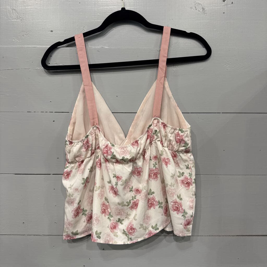 FLORAL TANK TOP ,PINK ,L