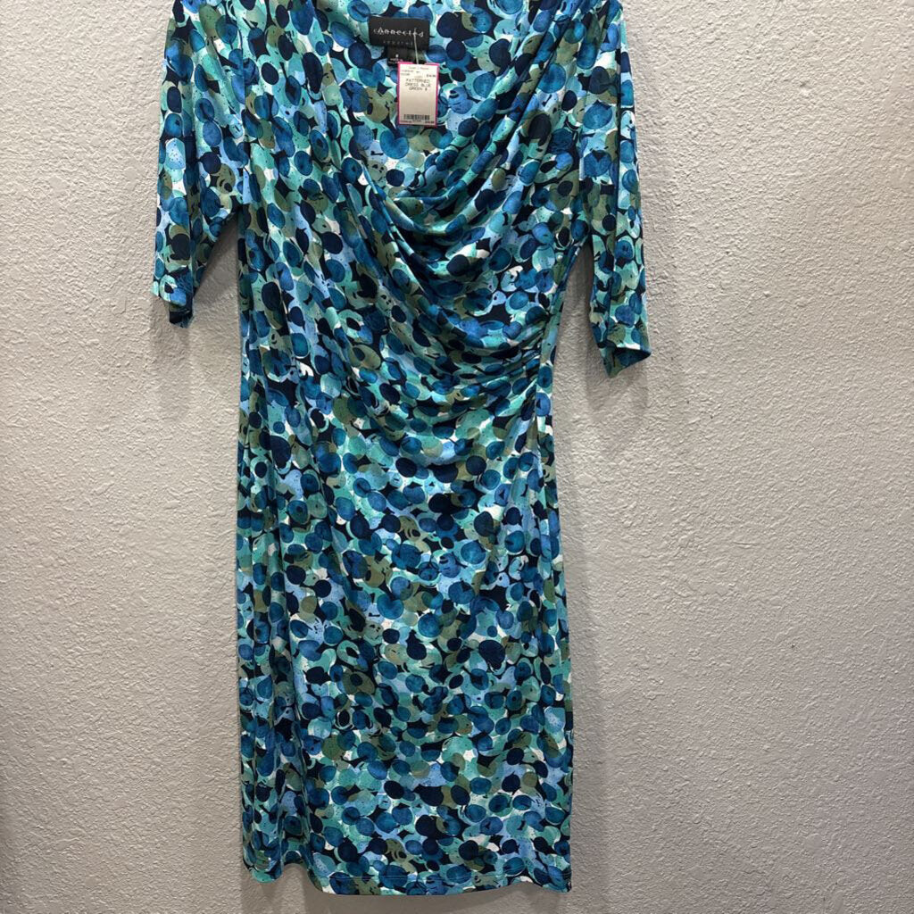 CONNECTED APPAREL,PATTERNED DRESS ,BLUE GREEN ,8