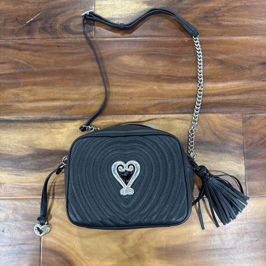 BRIGHTON,BRIGHTON LEATHER CROSSBODY ,BLK SILVER