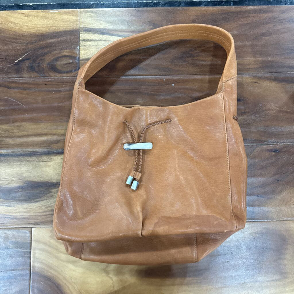 SQUARE MILES,GREER DRWASTRING LEATHER HOBO BAG ,CAMEL