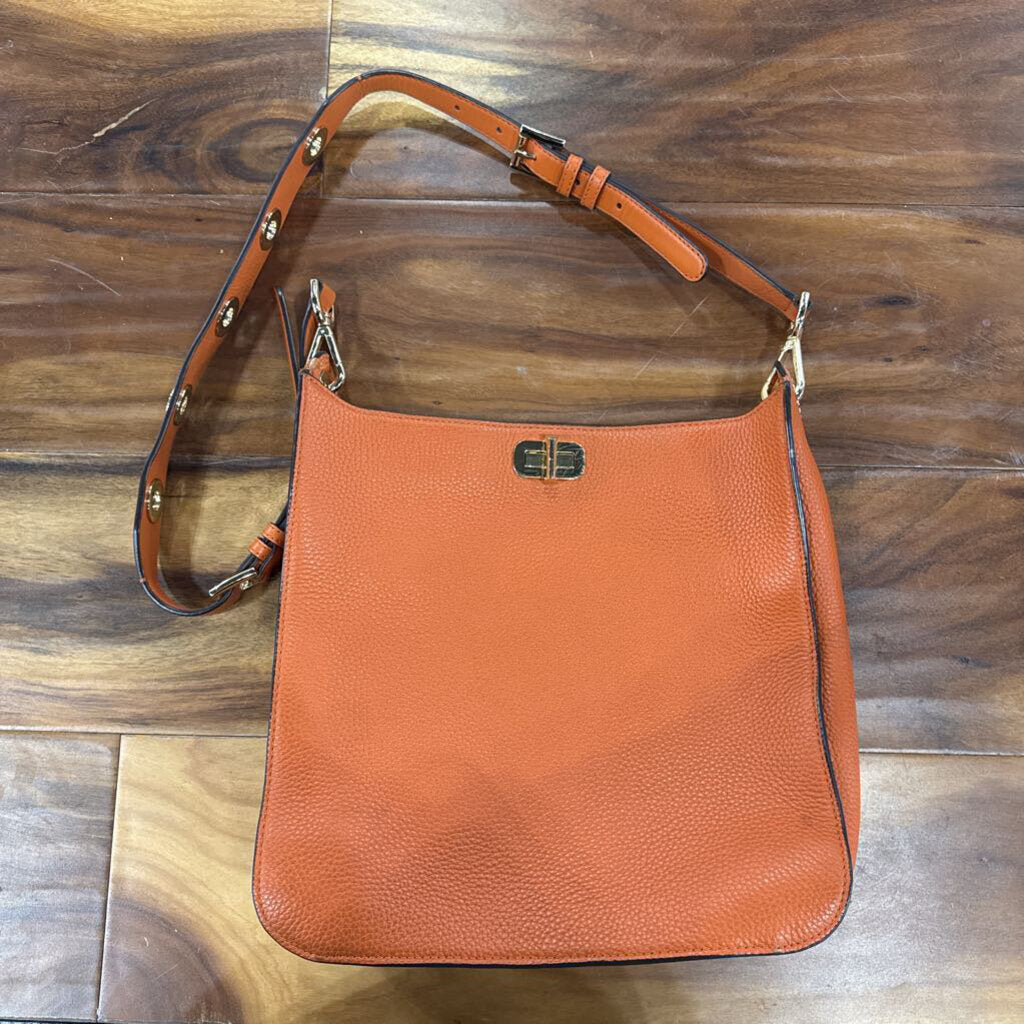 MK,LEATHER CROSSBODY ,ORANGE