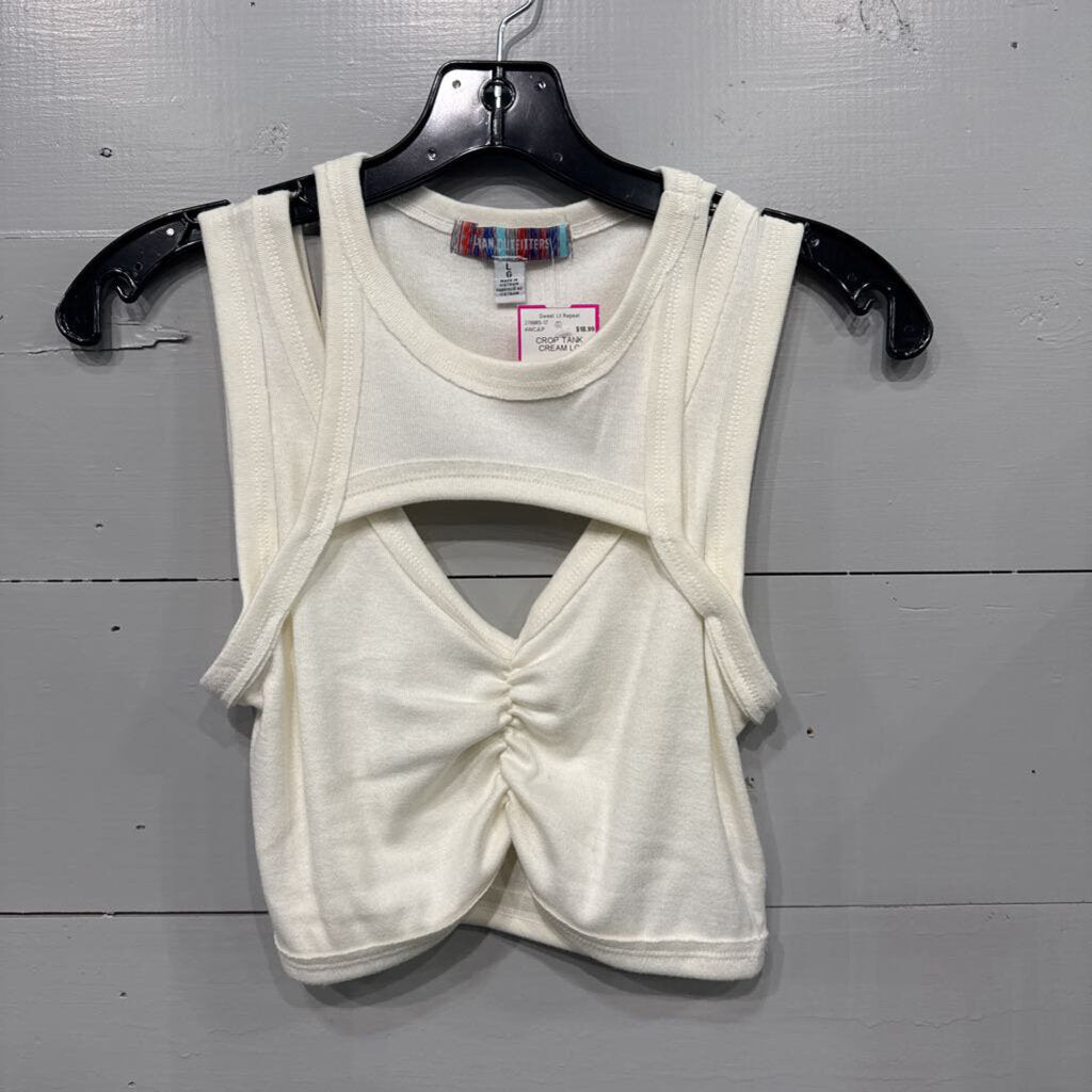 URBAN OUTFITTERS,CROP TANK ,CREAM,LG