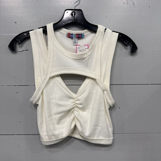 URBAN OUTFITTERS,CROP TANK ,CREAM,LG