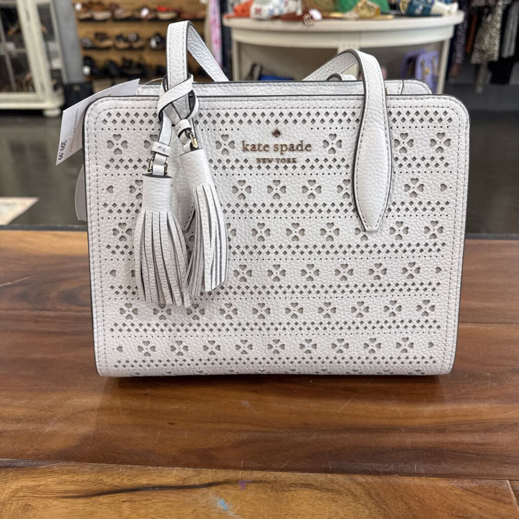 KATE SPADE,NWT KS HRT SATCHEL,WHITE