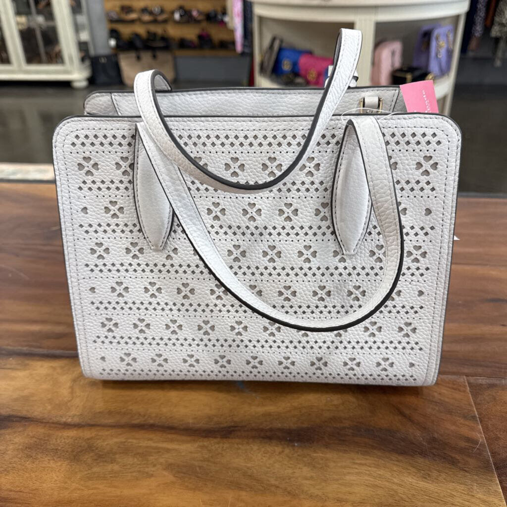 KATE SPADE,NWT KS HRT SATCHEL,WHITE