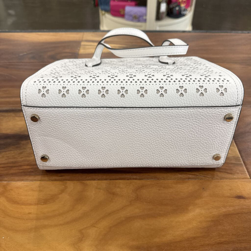 KATE SPADE,NWT KS HRT SATCHEL,WHITE