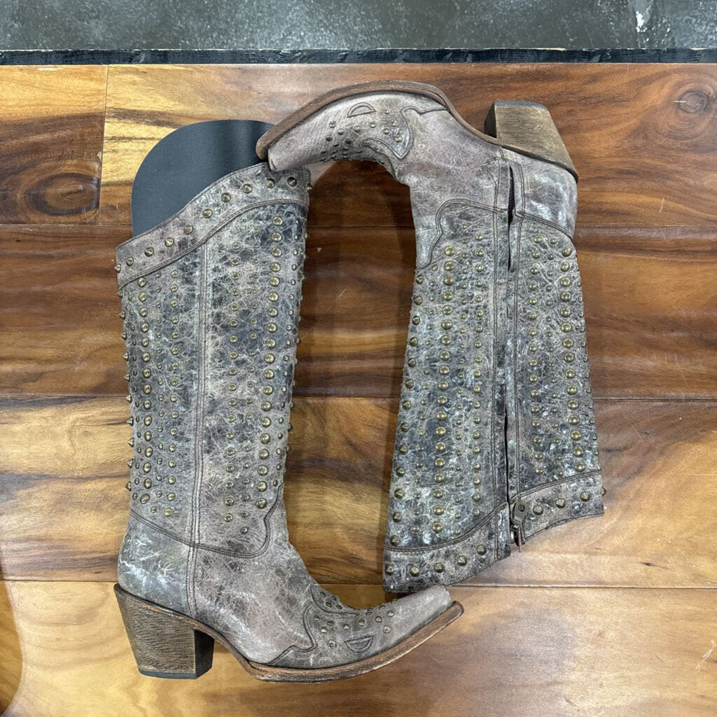 CORRAL, WESTERN STUD BOOT , BRONZE BRN,9