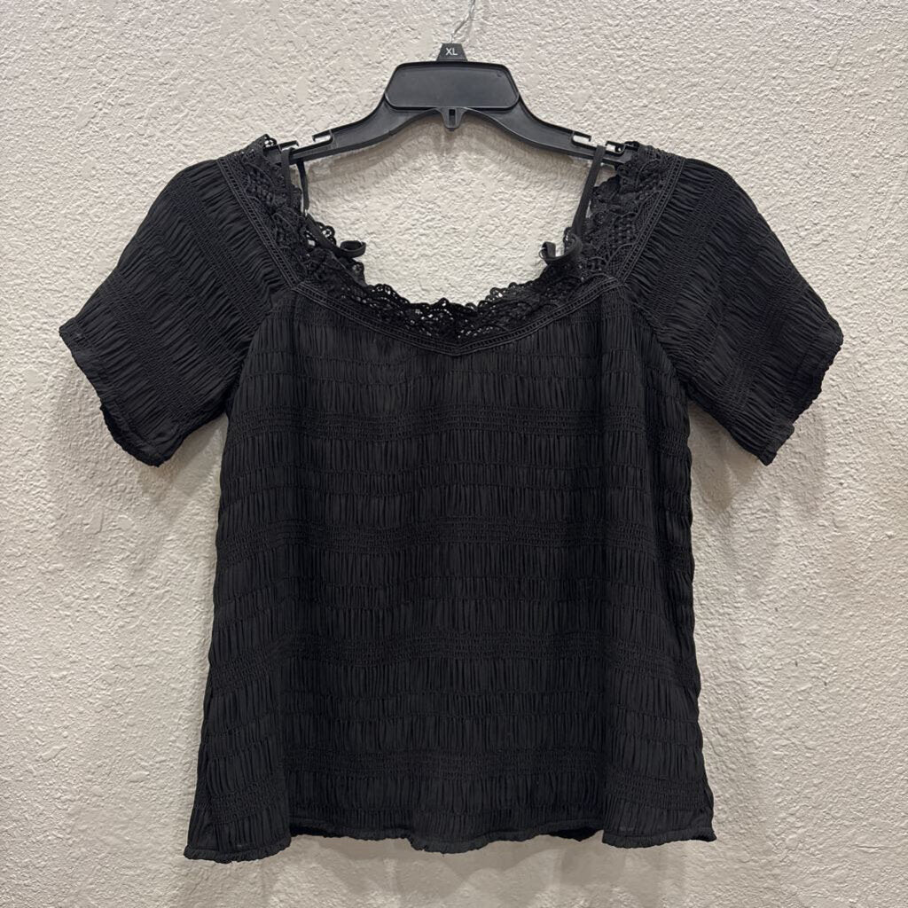 EASLE,SHEER TOP ,BLACK,S