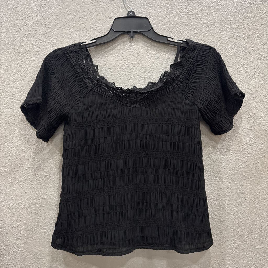 EASLE,SHEER TOP ,BLACK,S