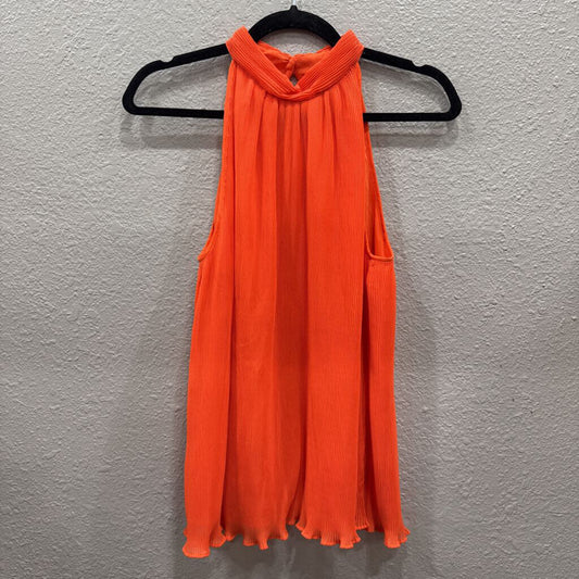 ANN TAYLOR,NWT SHEER PLEATED TOP,ORANGE,M